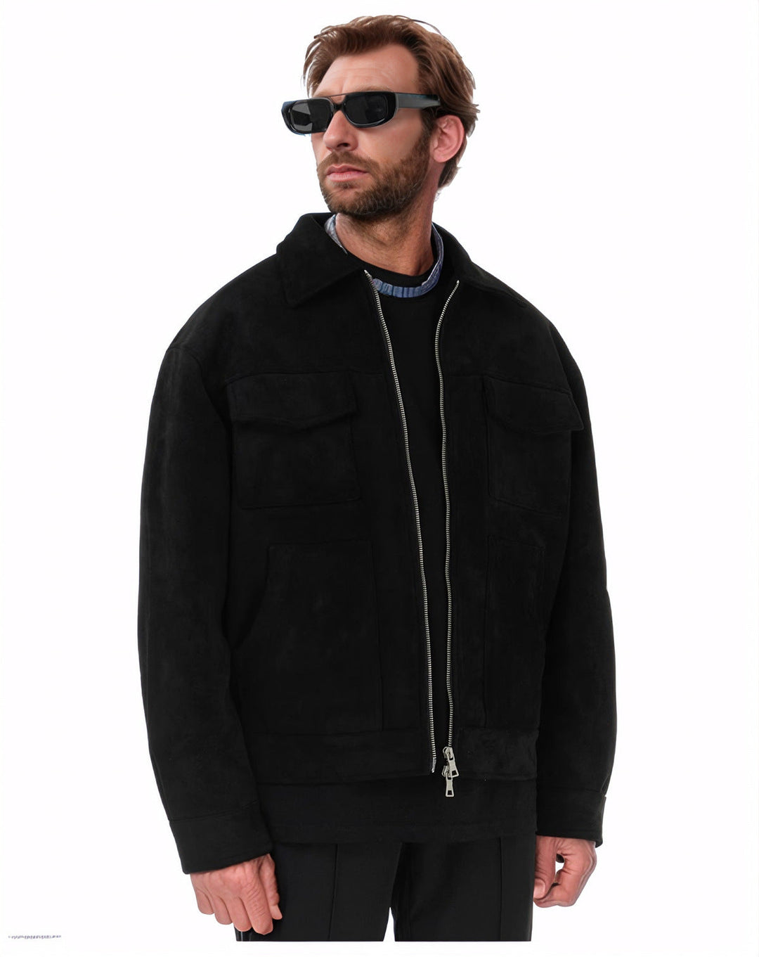 Men's Suede Jacket with Modern Pockets Lune London