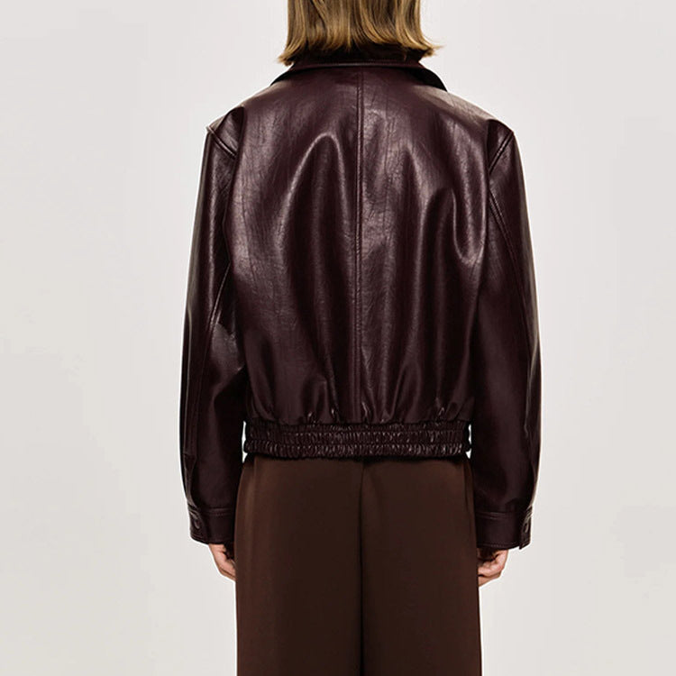 Faux leather jacket for women with trendy oversized fit and elastic waist Lune London