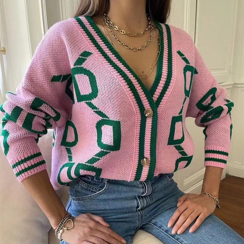 Women's vest with geometric pattern and modern V-neck Lune London