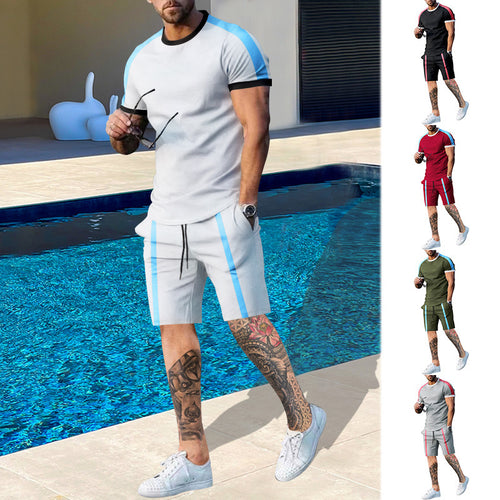 Shorts and short sleeve t-shirt set for men with contrasting stripes Lune London