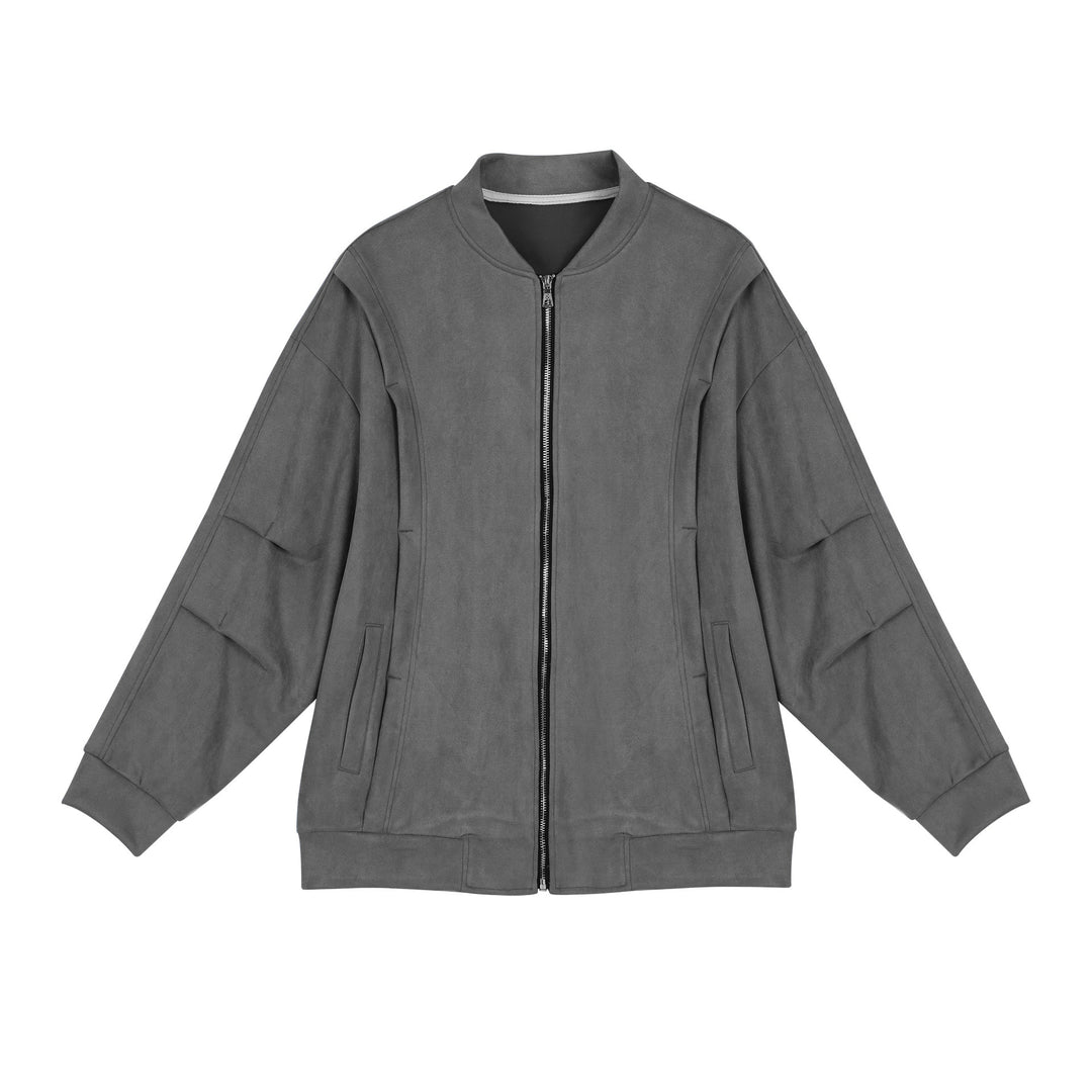Stylish oversized jacket for women in soft faux leather with practical pockets and full zip Lune London