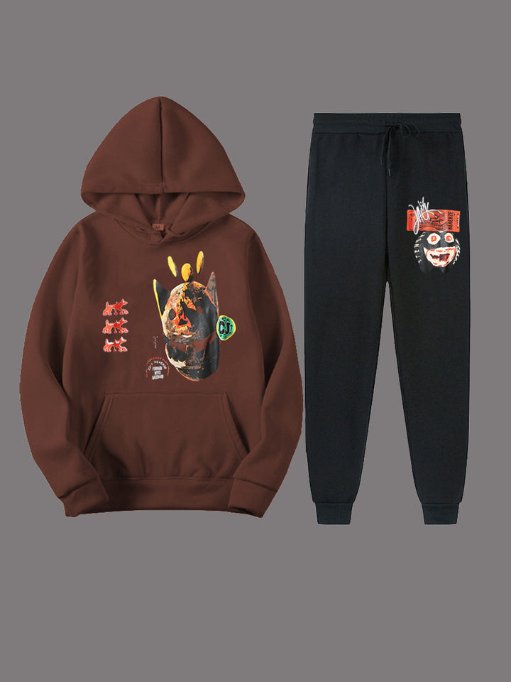 Urban hoodie and jogging set for women with artistic print Lune London
