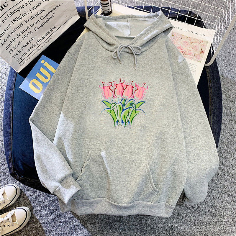 Women's hoodie with floral tulip motif Chic & Stil