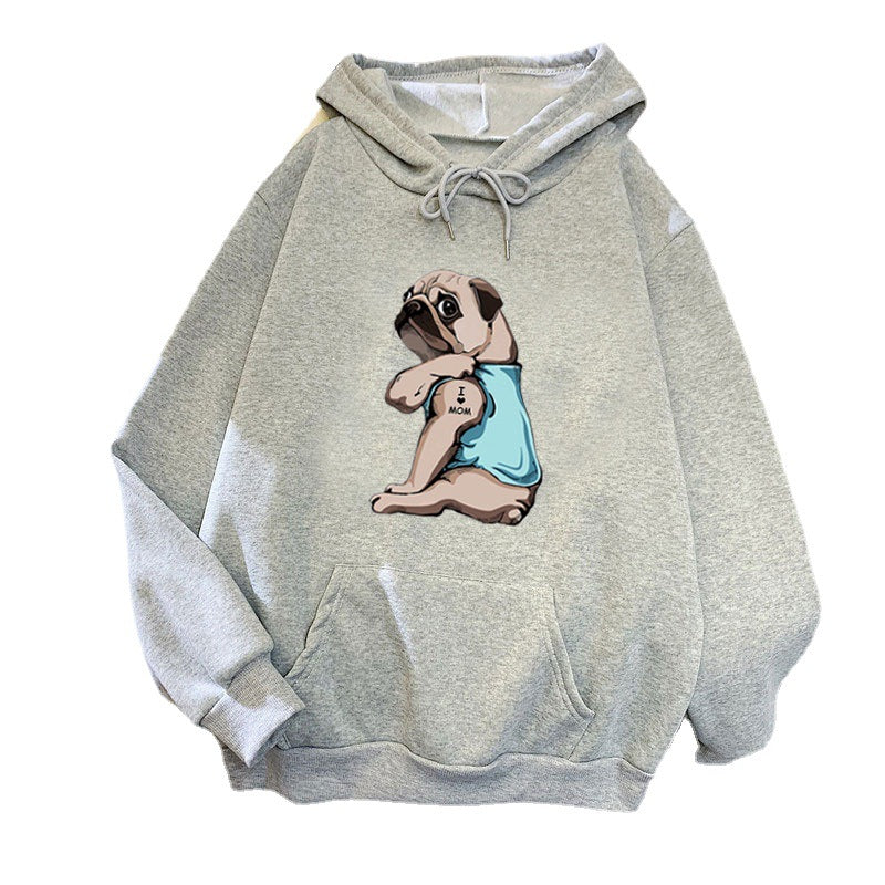 Women's hoodie with cute pug design Chic & Stil