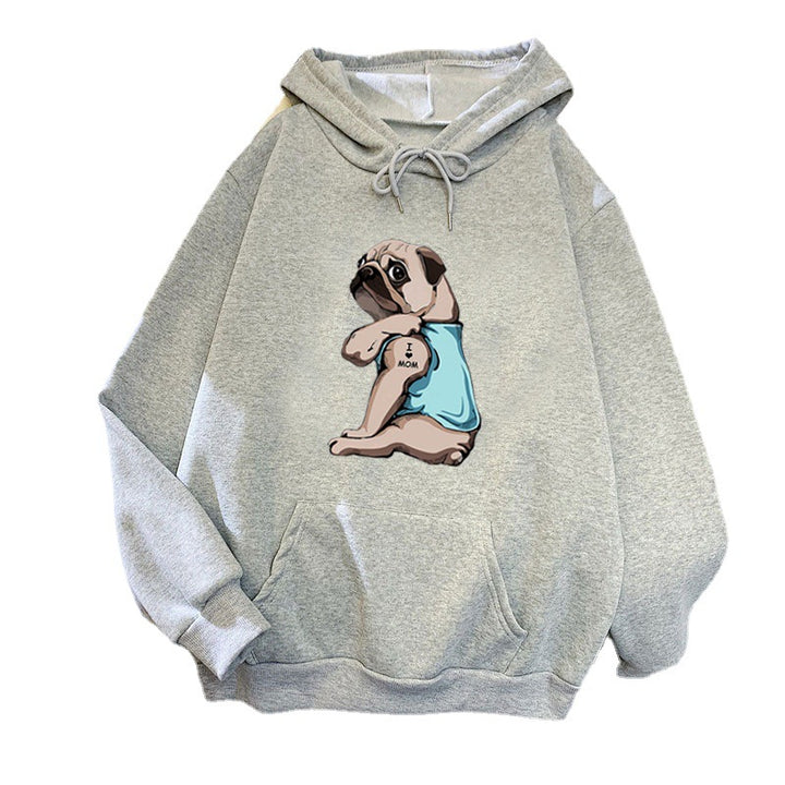 Women's hoodie with cute pug design Chic & Stil