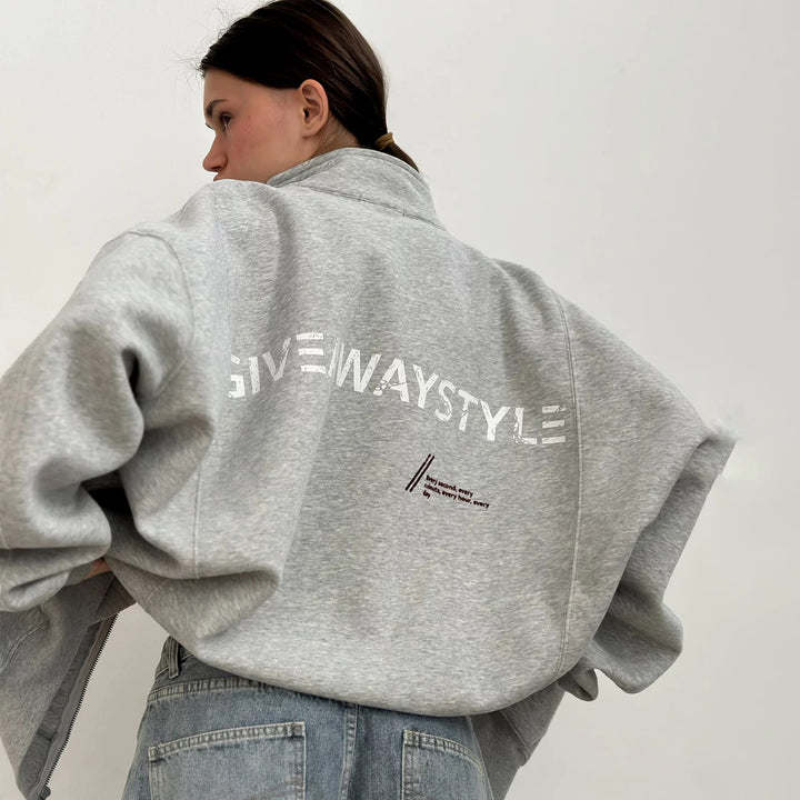 Oversized casual jacket for women with urban inscription Lune London