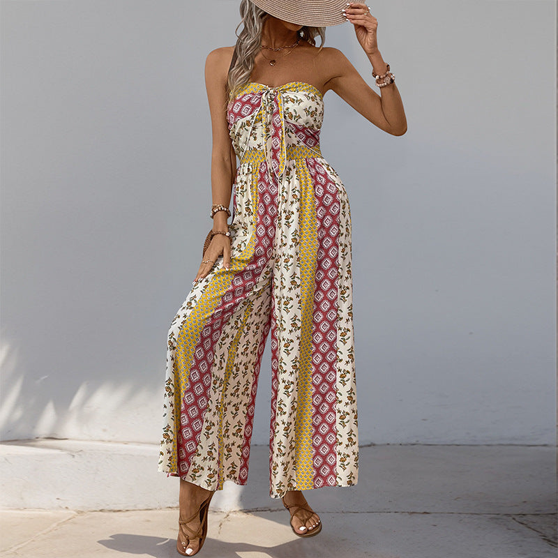 Lune London bohemian sleeveless maxi dress for women with an elegant tied belt