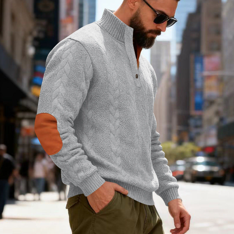 Men's knitted sweater with contrasting details and modern button closure Lune London