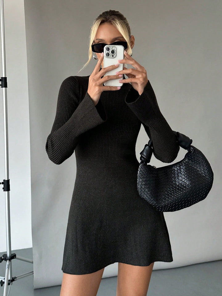 Fitted knitted dress for women with a unique ribbed design Lune London