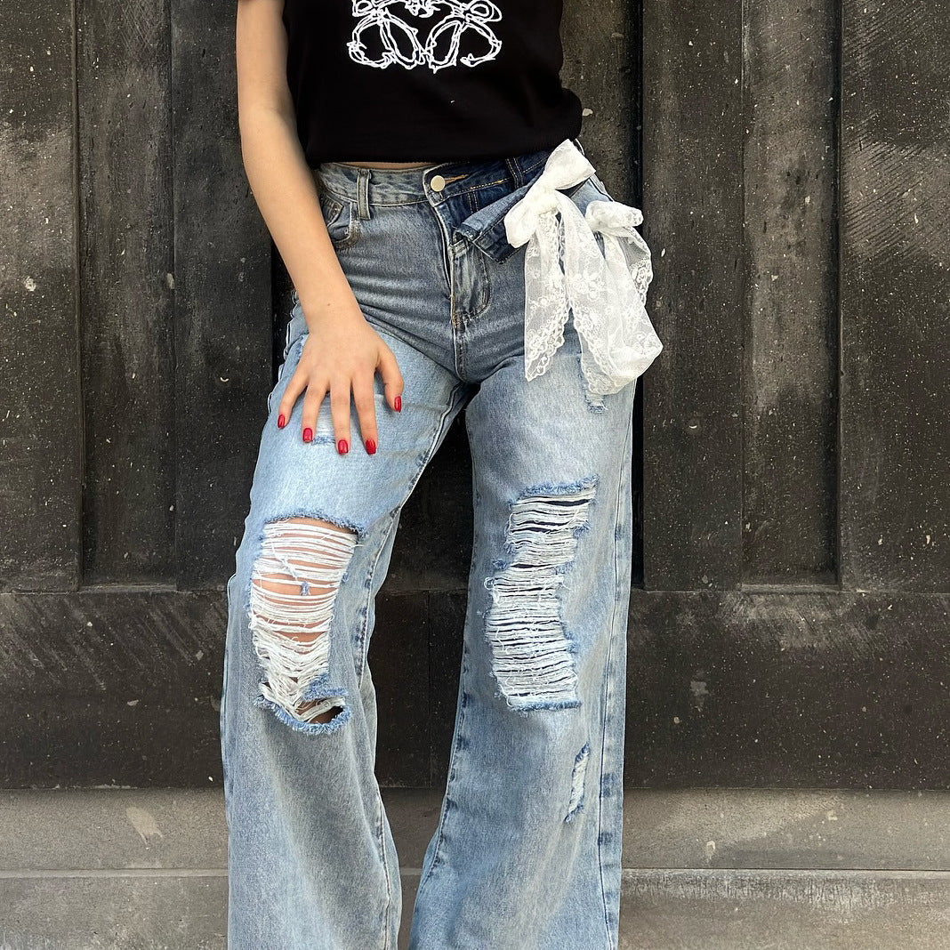 Destroyed jeans for women in relaxed oversized fit Lune London