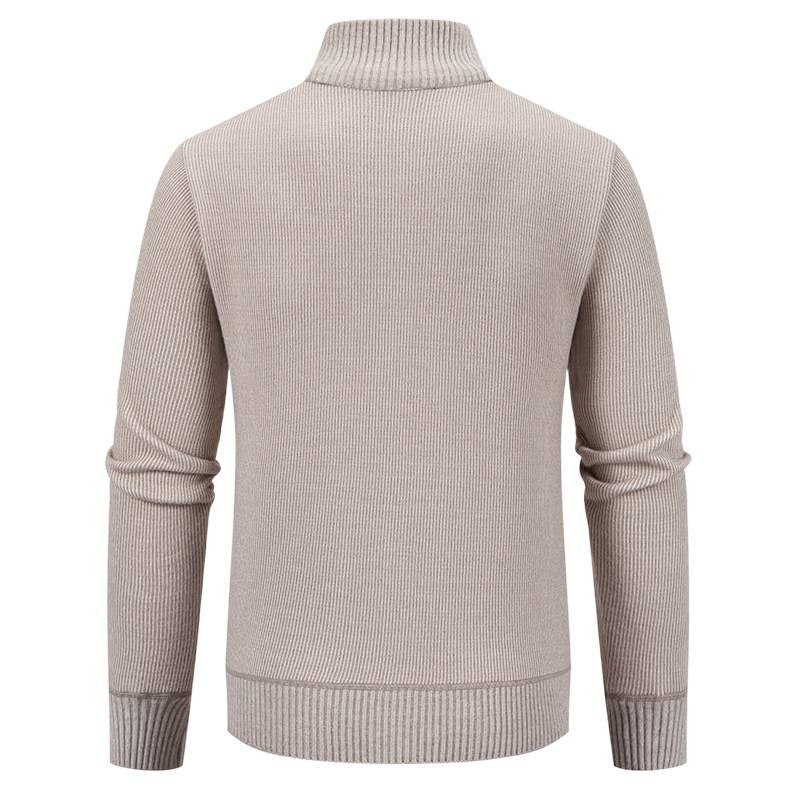 Knitted jacket for men with high collar and modern zippered pockets Lune London