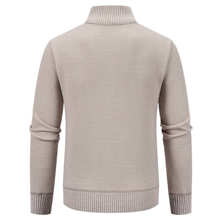 Knitted jacket for men with high collar and modern zippered pockets Lune London