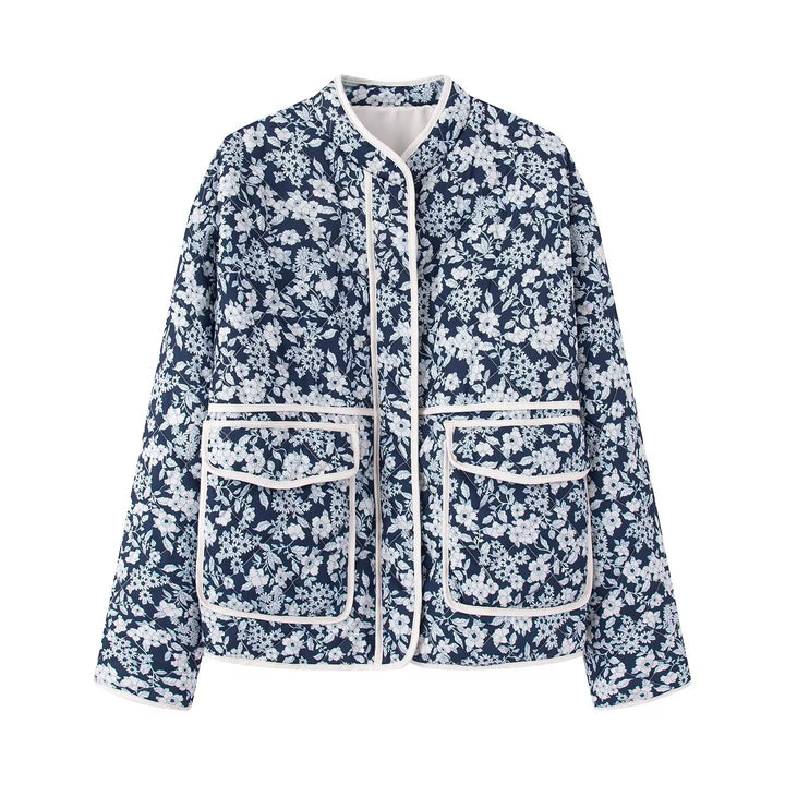 Trendy quilted women's jacket with floral pattern Lune London