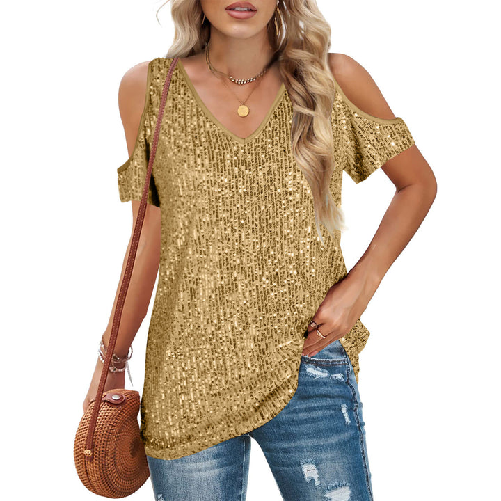 Woman Top Sequins Cold-Shoulder Lune London