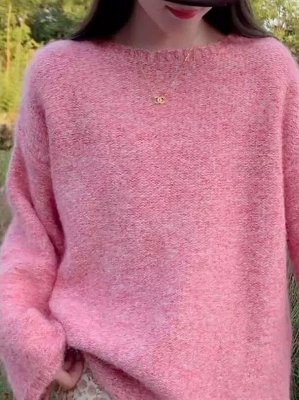Femme Pull Tricot Épais avec Coupe Lâche Chic & Stil