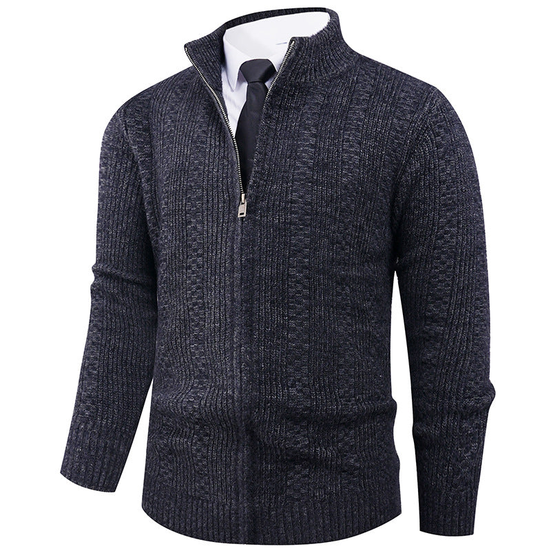 Knit sweater for men with high collar and full zip Lune London
