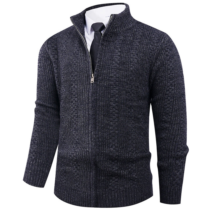 Knit sweater for men with high collar and full zip Lune London