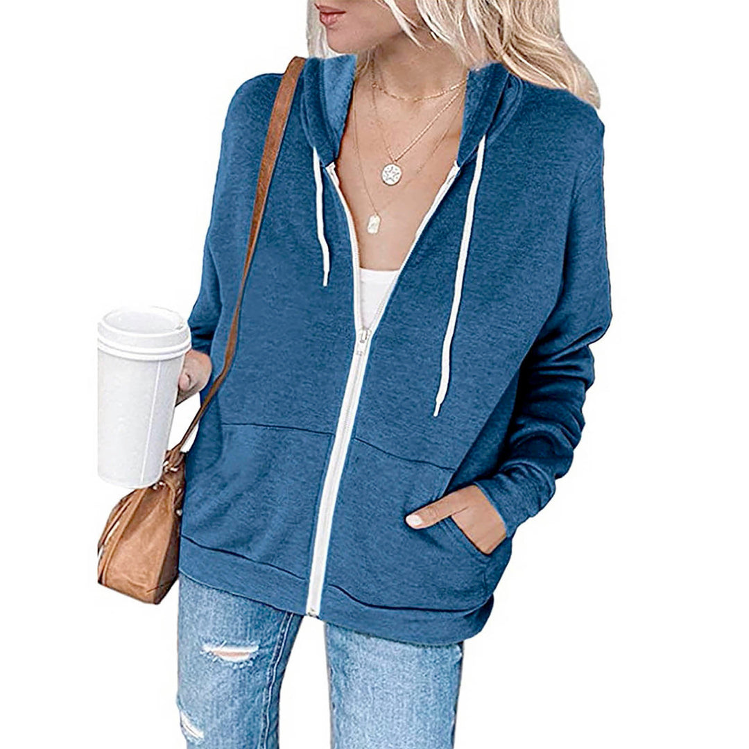 Ladies casual hoodie jacket with full zip and practical pockets Lune London