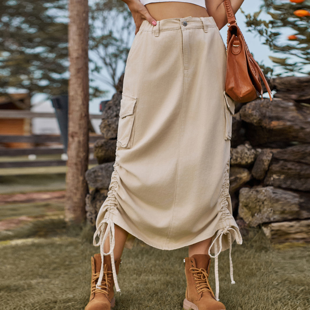 Cargo skirt for women with adjustable waist and practical side pockets Lune London