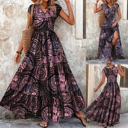 Maxi Dress for women with floral design and flattering V-neck Lune London
