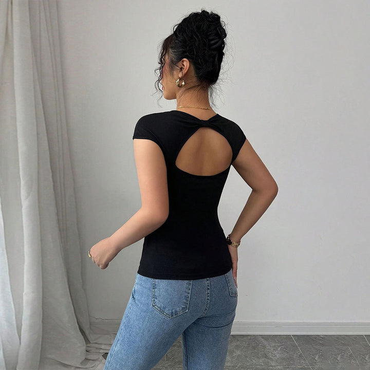 Chic & Style Women's Body with Deep V Neckline and Short Sleeves