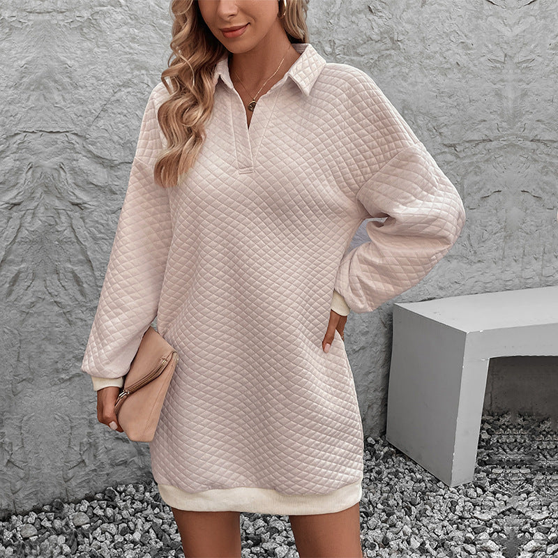 Robe pull femme avec col montant et motif gaufré réchauffant Chic & Stil