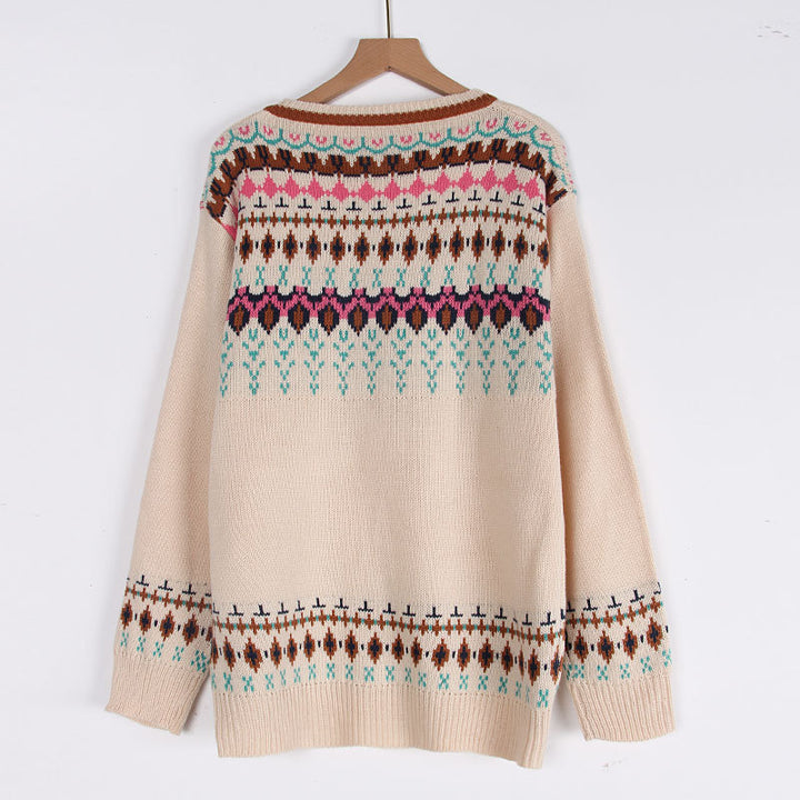 Pull en tricot pour femmes avec motif norvégien coloré Chic & Stil