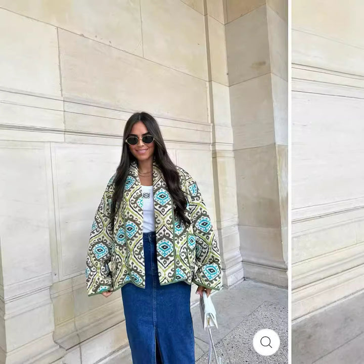 Veste blazer élégante pour femmes avec motif géométrique accrocheur Chic & Stil