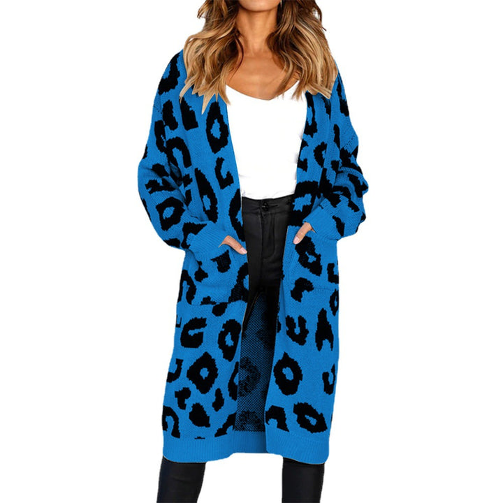 Cardigan en tricot épais pour femmes avec imprimé animal et poches pratiques Chic & Stil