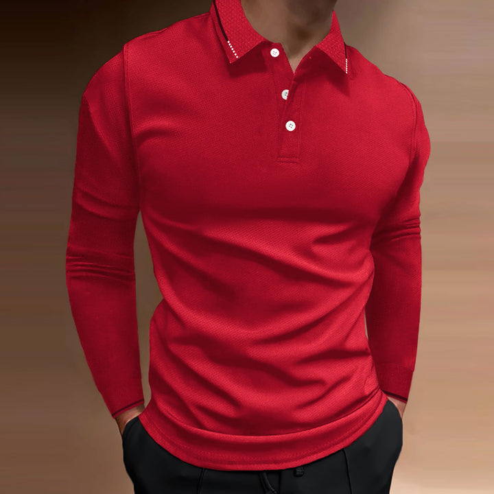 Long sleeve polo shirt for men with textured design Lune London