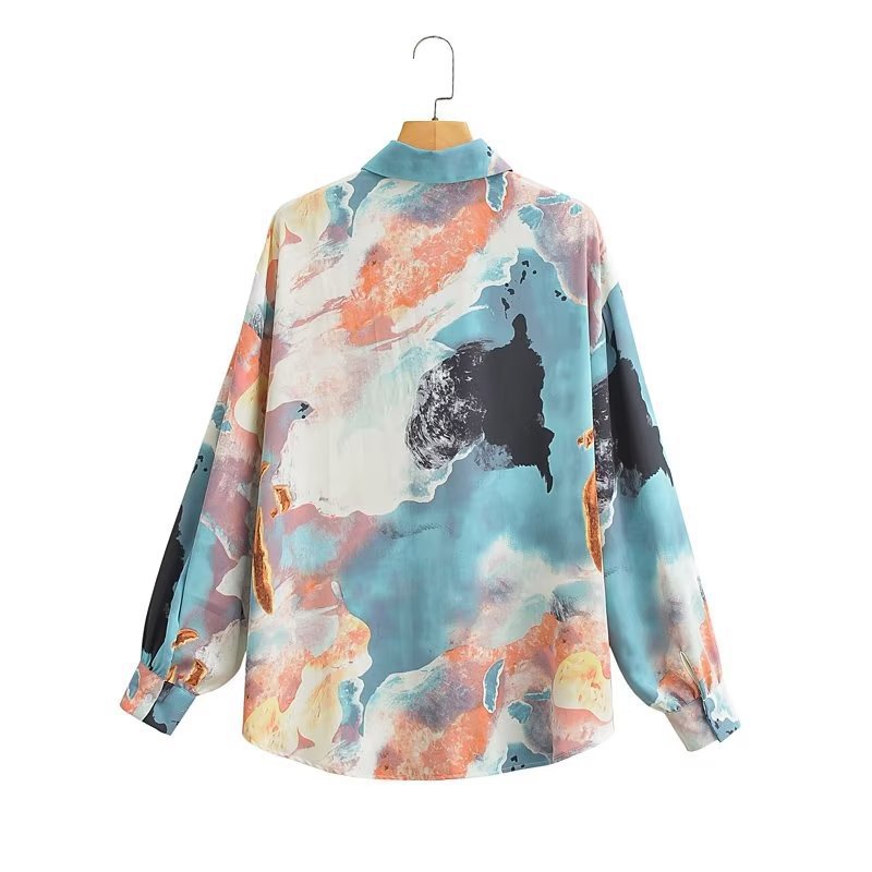 Blouse en soie à manches longues pour femmes avec dégradé moderne