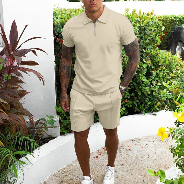 Men's Leisure Zip-Up Polo and Shorts Set Lune London