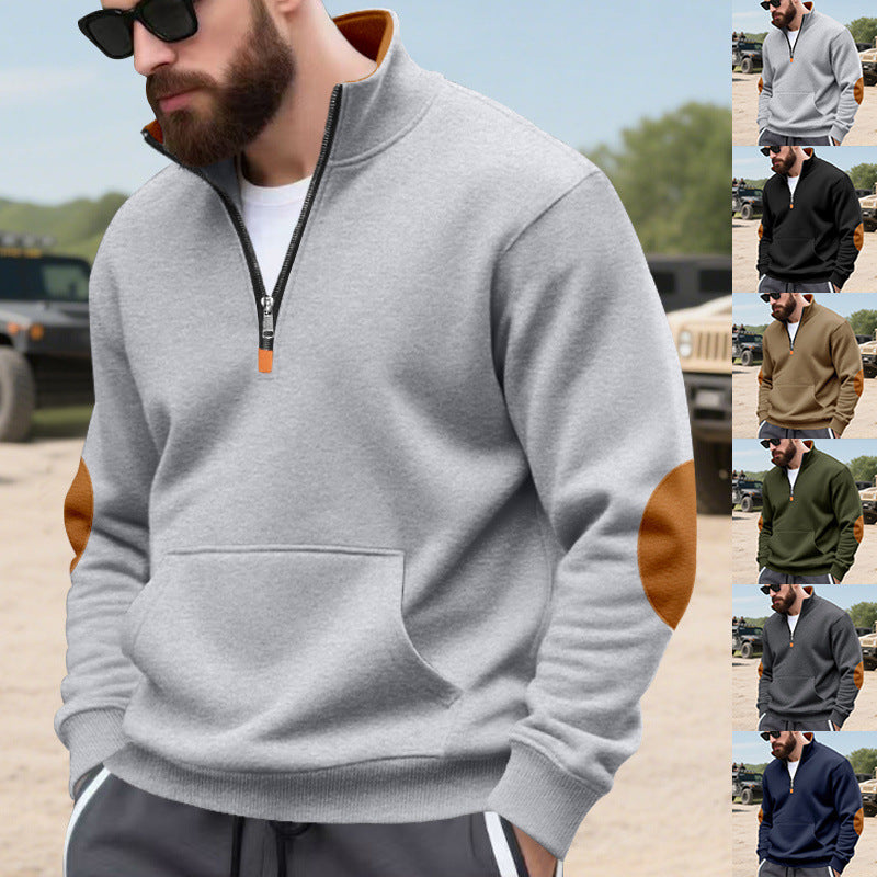 sporty pull for men with half-zip and practical kangaroo pocket Lune London