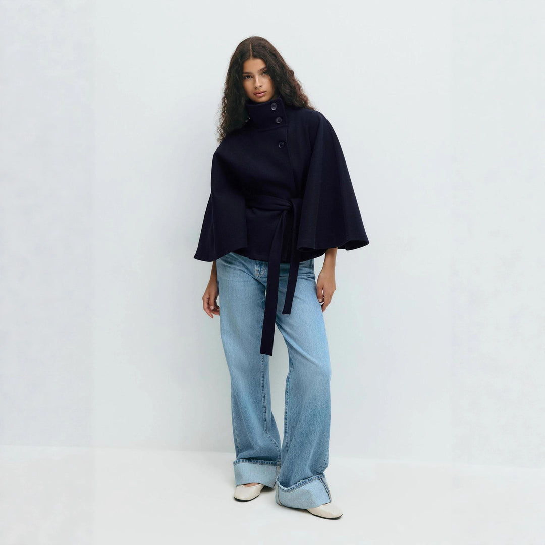 Femme Veste Cape Élégante avec Ceinture Chic & Stil