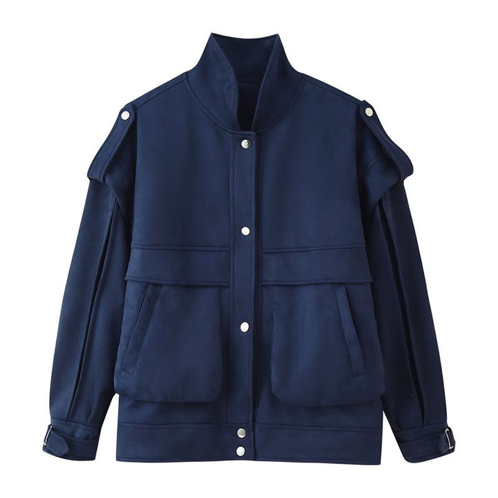 Lune London fashionable women's utility jacket with handy pockets and high collar