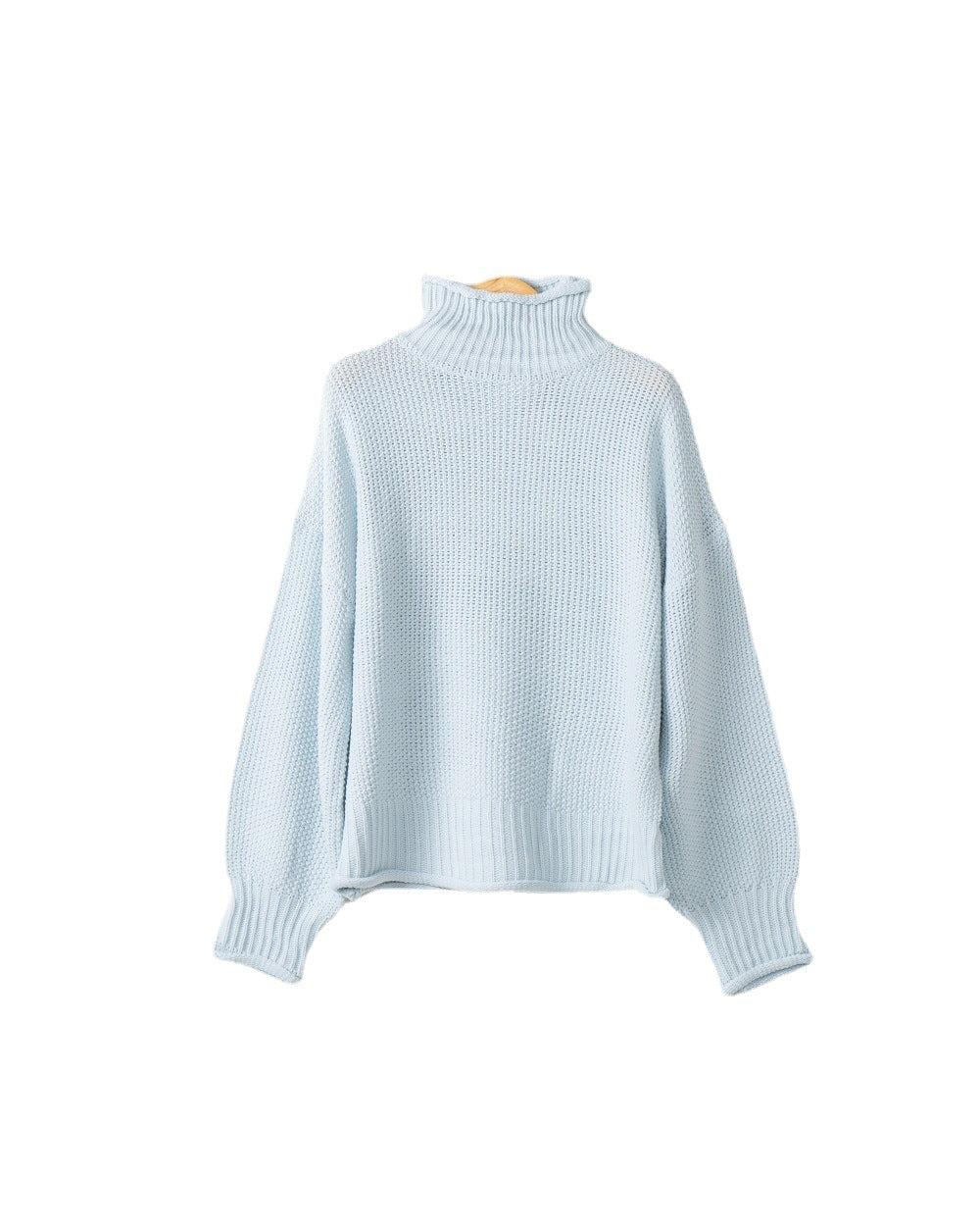 Chunky knit sweater for women with high collar and dropped shoulders Lune London
