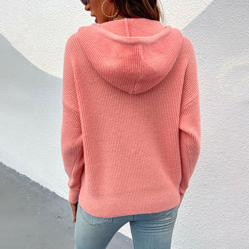 Casual hoodie for women with ribbed structure Lune London