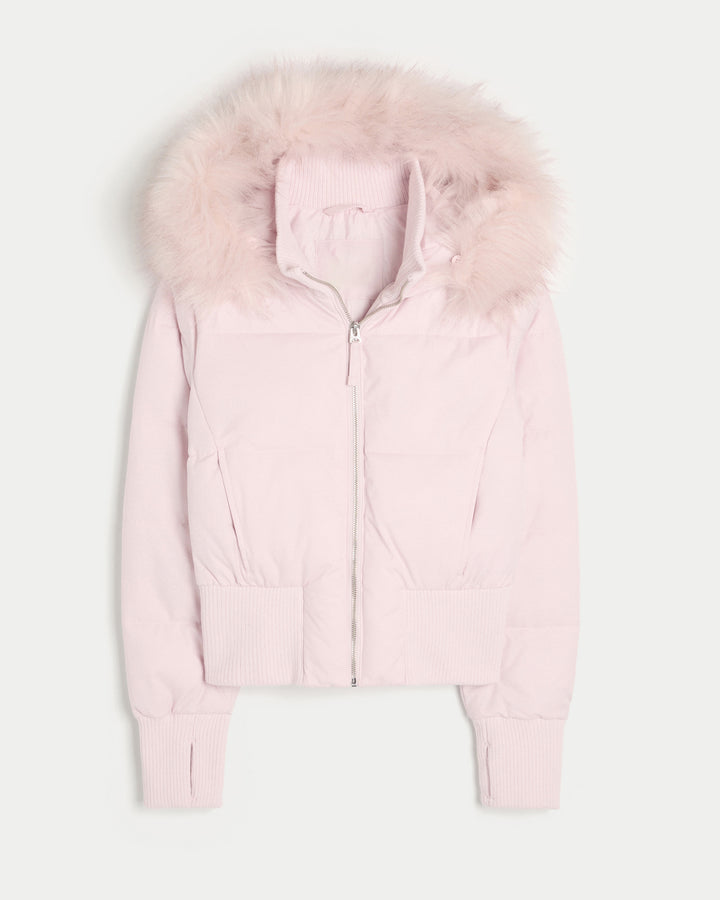 Women’s quilted winter jacket with removable hood and elastic cuffs Lune London