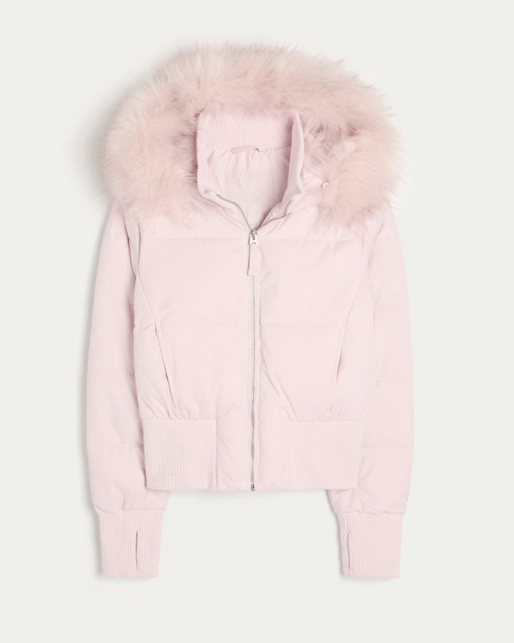 Women Quilted Winter Jacket with Removable Hood and Elastic Cuffs Chic Und Stil