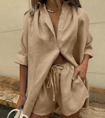 Women Casual Linen Top with Shorts Lune London