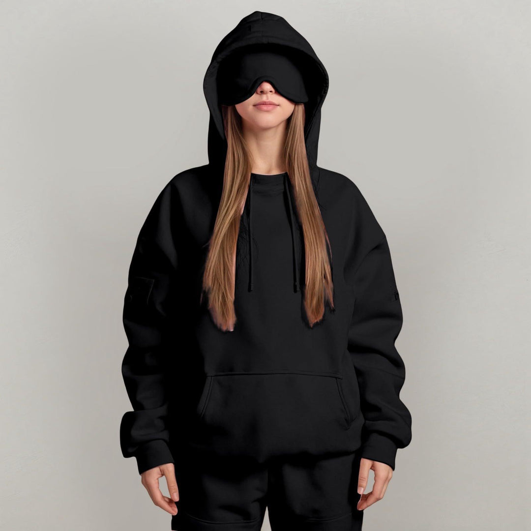Ladies oversized cozy hoodie with integrated eye mask Lune London