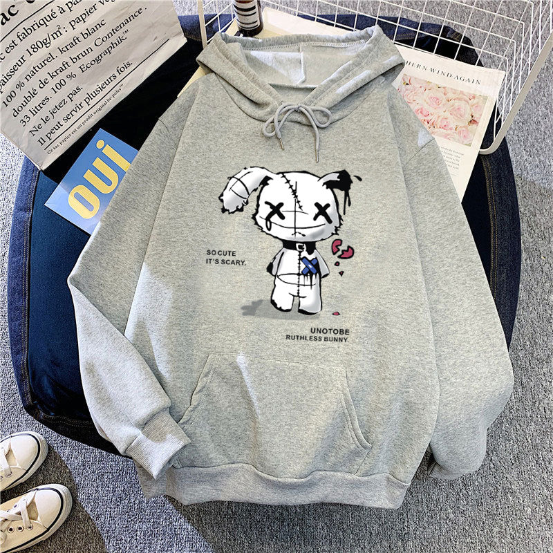 Ladies hooded sweatshirt with unique cartoon design and cozy inner lining Chic & Stil