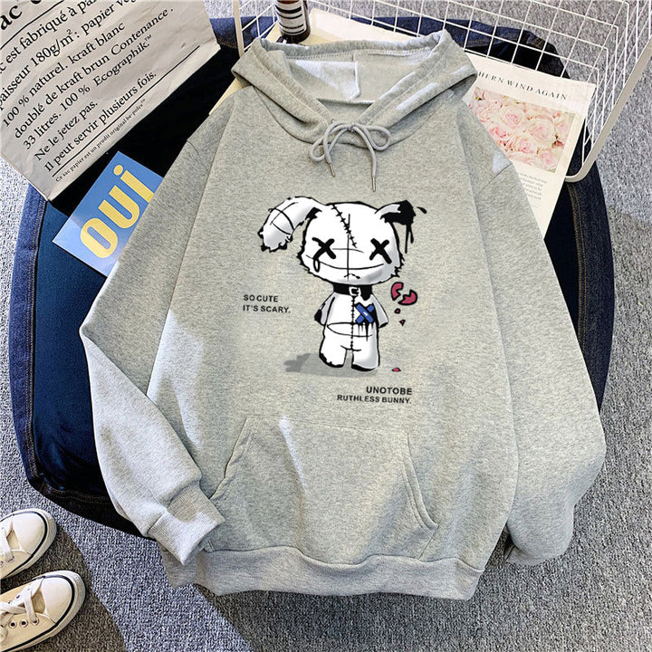 Ladies hooded sweatshirt with unique cartoon design and cozy inner lining Chic & Stil