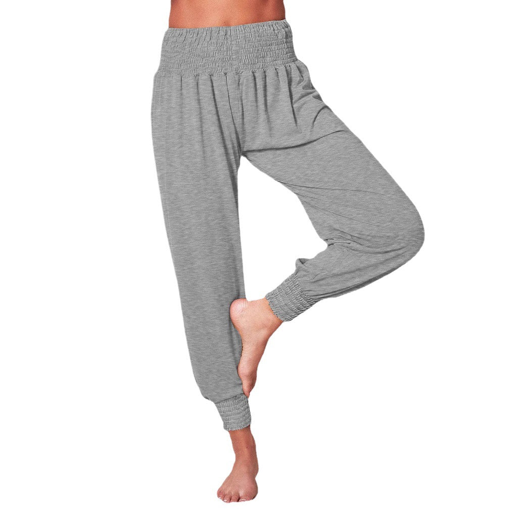 Casual harem pants for women with elastic waistband and side pockets.