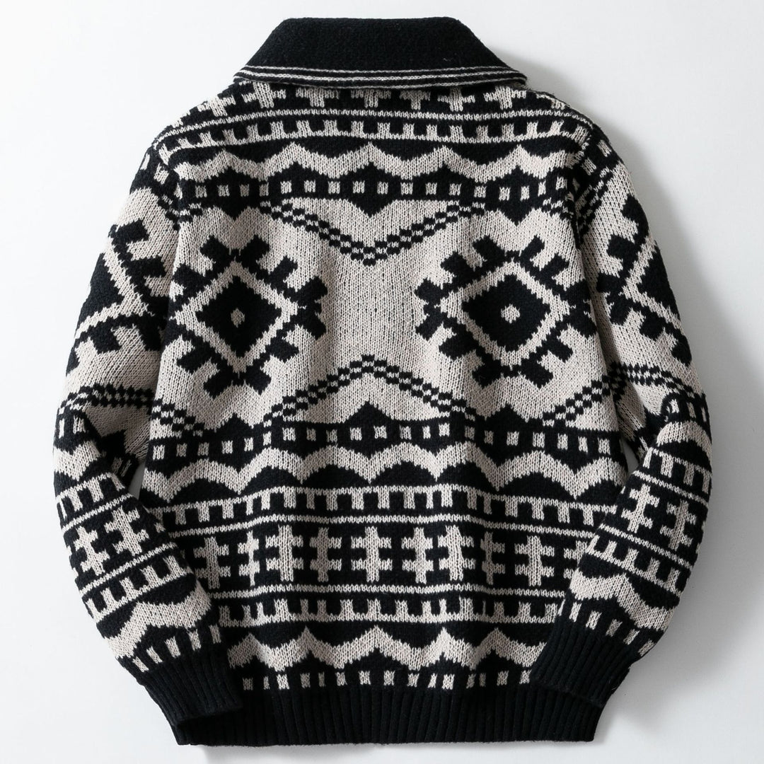 Men's knitted jacket with cable pattern and high collar Lune London