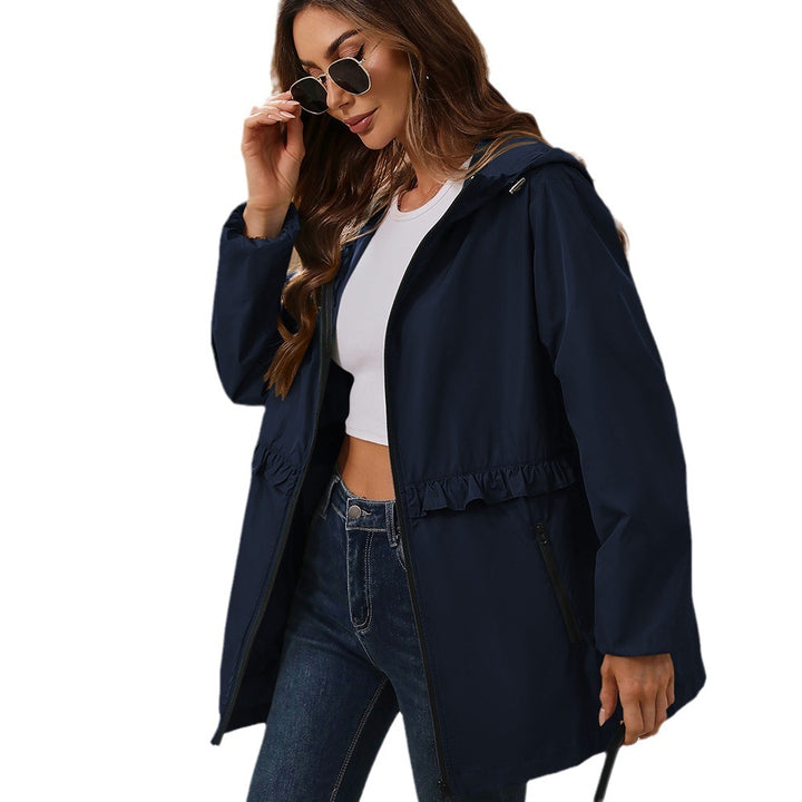 Lune London Women's Transition Jacket with Ruffled Hem and Side Pockets