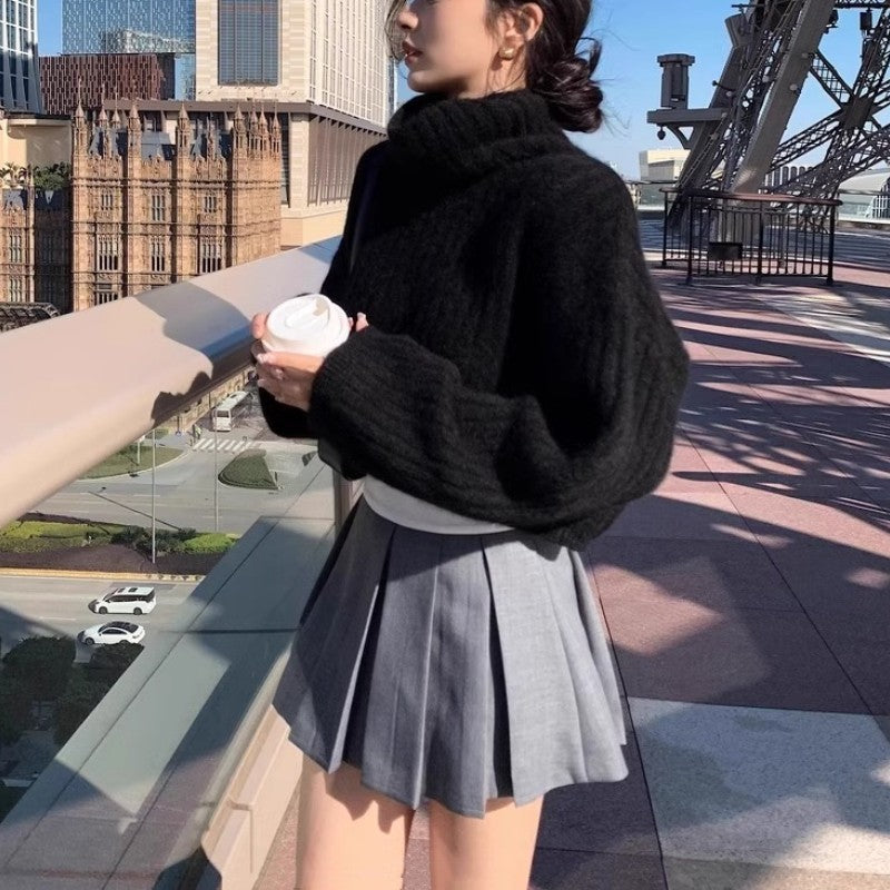 Pull femme en tricot texturé avec col roulé Chic & Stil