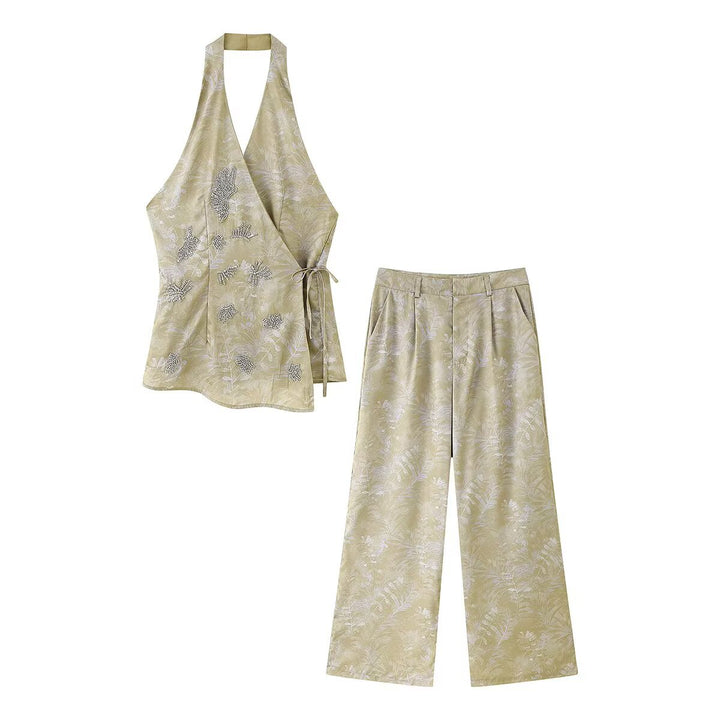 Women's Palazzo Pants with Floral Pattern and Elegant Cut Lune London