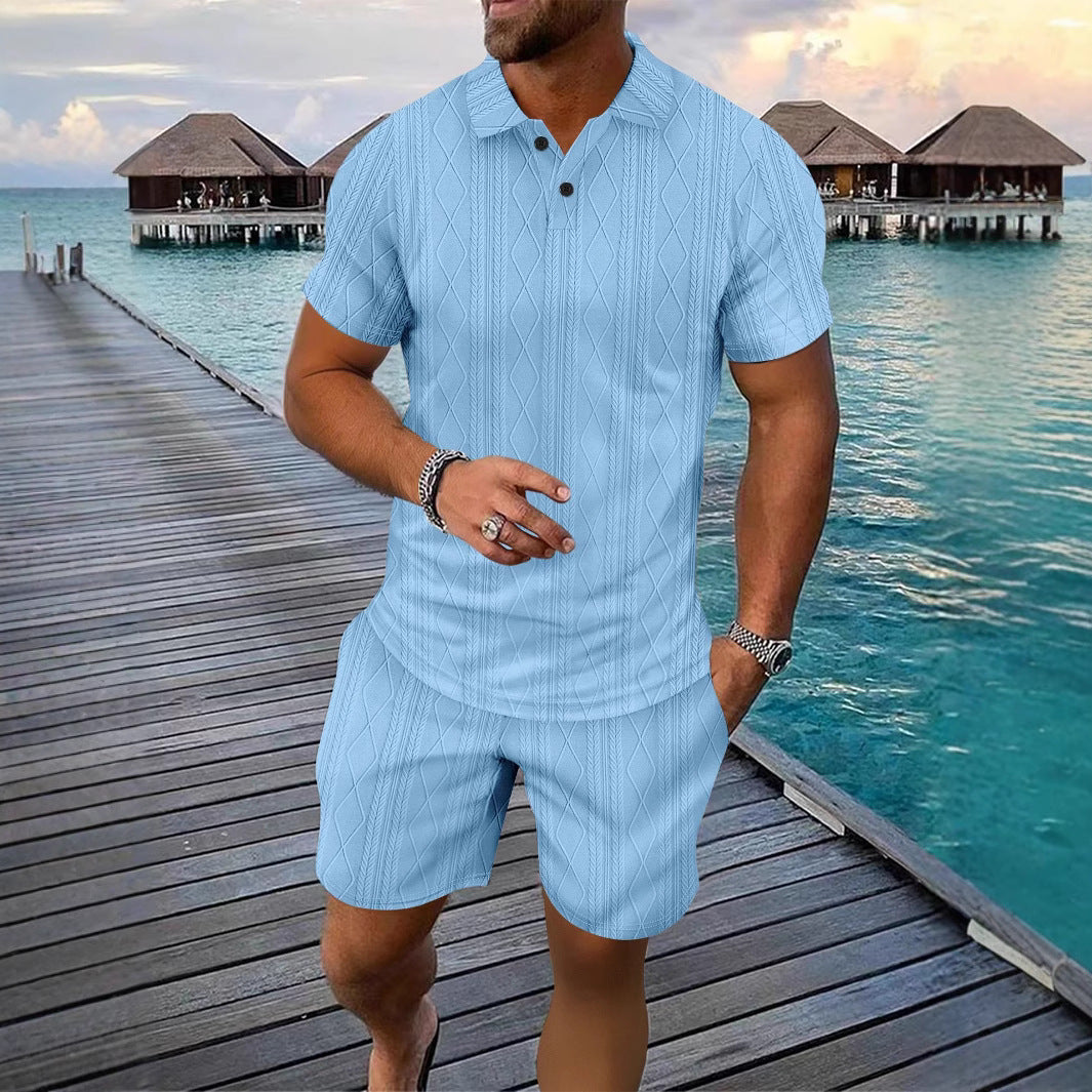 Men's Structured Knit Polo Set and Chic Shorts