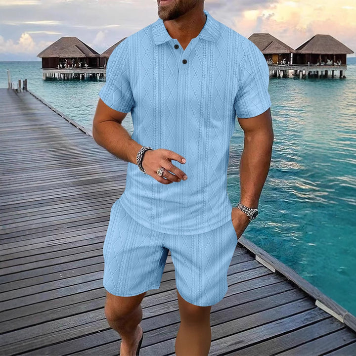 Men's Structured Knit Polo Set and Chic Shorts